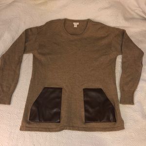 J. Crew Merino Wool Sweater w/Faux Leather Pockets